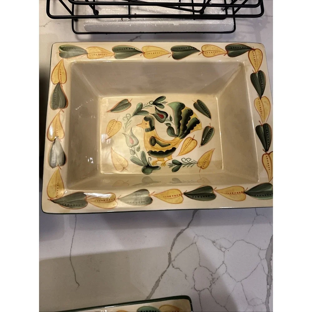 TEMP-TATIONS OVENWARE CASSEROLE BAKEWARE Birds of Paradise 6 PIECE with STANDS